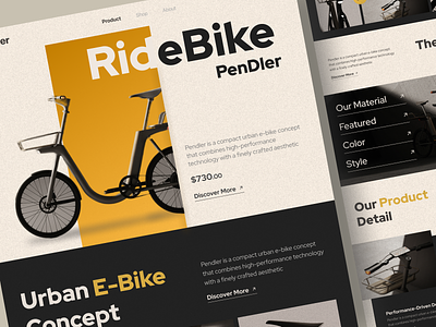 RideBike - Product Landing Page dark design header home page interface landing page minimal product product design product page ui uiux ux vintage web web design website
