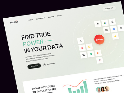 DataHub - AI Data Platform ai artificial intellugence home page design platform saas software as a service tool ui uiux user experience ux ux ui design uxuidesign web web design web marketing web ui webdesign webpage website