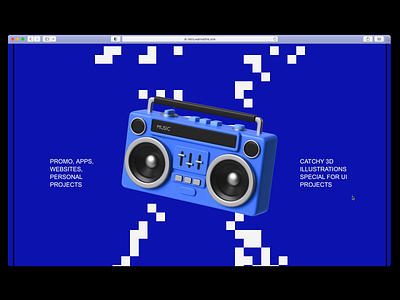 8 bit style animation 3d 3d illustration 8bit animation blue music speakerbox transition ui