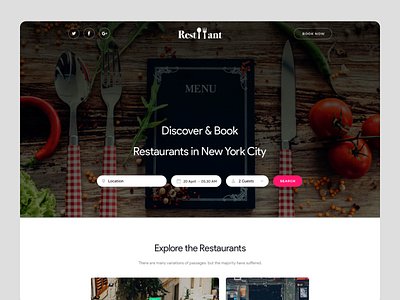 Restfoodant | Restaurants and Cafes Template cafe cafee design ixstudio minimal restaurant ui website design