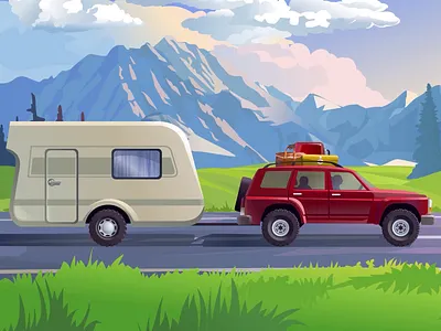 Incredible😍 GIF Animation for Truck🚚 on Road affinity art cloud deco design graphic design illustration jeep lake landscape motion mountains poster scenery sky suv vector vehicle vista