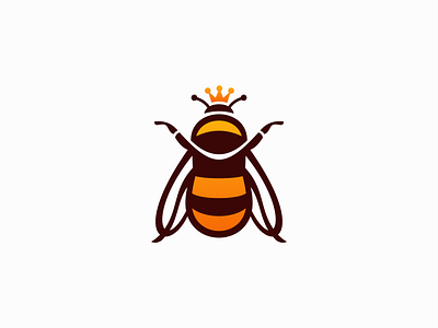 Queen Bee Logo for Sale animal bee beekeeper branding crown design fly hive honey icon illustration insect kids logo mark nectar pollen queen sting vector