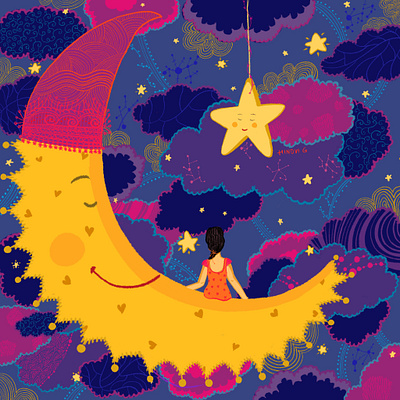 Solace colorful colorfulart conceptart design illustration illustrator illustratorsofindia moonandstars