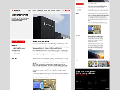 Manufacturing page. AE Solar German Manufacturer Of Solar Panels ae solar eco ecommerce efficient solar panel energy energy industry european german manufacturer germany high quality products high quality solar panels landing page manufacturing page power products solar solar energy solar panel ui ukraine