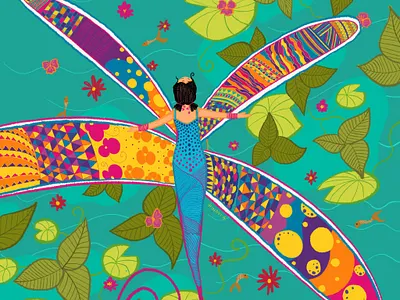Dragonfly colorful design illustration illustrator illustratorsofindia indieart procreate