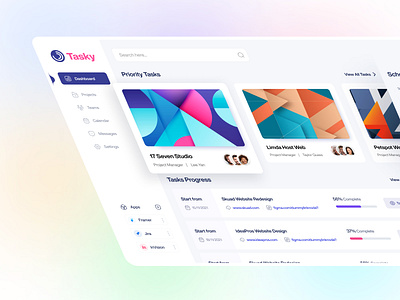 Tasky || Task Management Dashboard 17seven 2022 2022 popular clean ui colorful dashboard design product product design task task management task management dashboard typography ui ux web application