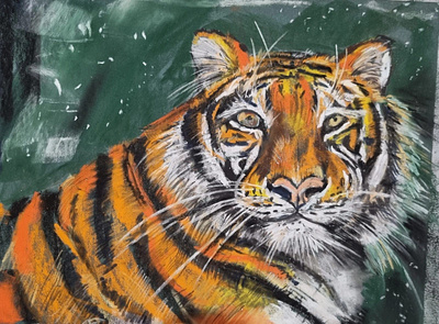 New Year Tiger, soft pastel, 29×21 sm