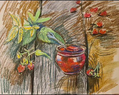 Rasberry jam, soft pastel, 45×29 sm