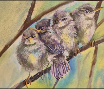 Birds, soft pastel, 21×29 sm softpastel