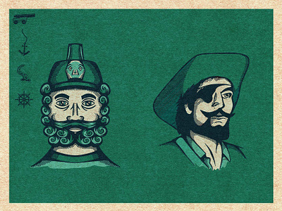 Sea Captains Part 1 art bold lines design g.a.r.m graphic design halftones illustration islesofscilly pirates procreate art seacaptains true grit texture supply