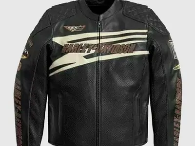 Harley Davidson Sprocket Racing Perforated Leather Jacket bikerjacket harleydavidson leatherjacket motogpjacket