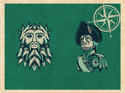Sea Captains Part 2 art bold lines design g.a.r.m graphic design halftones illustration islesofscilly pirates procreate art seacaptains true grit texture supply