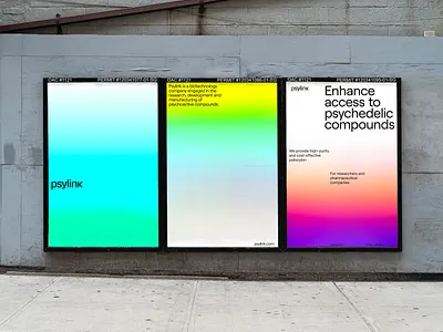 Psylink — BioTech Branding agency biotech brand brand identity branding gradient health identity innovative investments minimal portfolio poster psychedelic simple startup studio tech wild posters