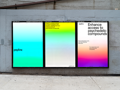 Psylink — BioTech Branding agency biotech brand brand identity branding gradient health identity innovative investments minimal portfolio poster psychedelic simple startup studio tech wild posters