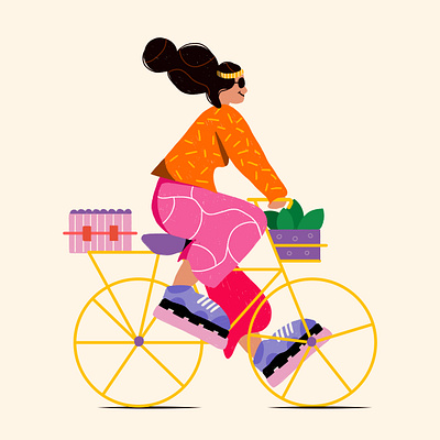 Enjoy the ride art bike bike illustration design graphic design illustration illustrator minimalistic art nature painting palette simpleillustration summer vector women women illustration