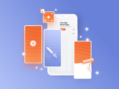 Storemaven's Illustrations🎨 creative design elements illustration mobile orange product product design purple studio tools ui vector web web design