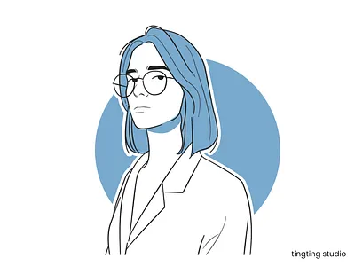 Flat Line Portrait Avatar avatar flat flat design flat line illustration line line art minimalist profile picture vector