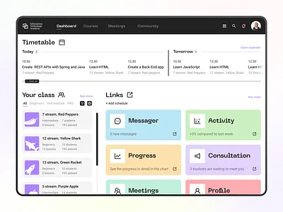 Education dashboard / CRM for teachers & mentor color dashboard design ui ux web website