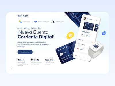 💳 Exploración web cuenta corriente app banco de chile branding design figmadesign flat glassy illustration logo ui ux vector