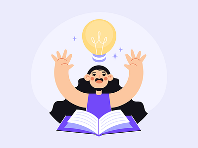 I have an idea! 💡✨ app book branding daily ui design girl idea illustration school student ui ux vector