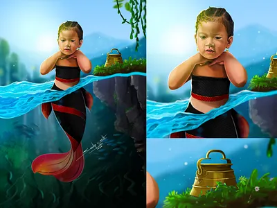 Newa: Mermaid | Digital Character Illustration character character design child digital art digital artist digital painting graphic art illustration little girl mermaid nepali newar newar culture