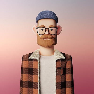 Hipster 3d character foreal illustration