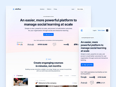 Eduflow's new landing page edtech gradient inter landing page