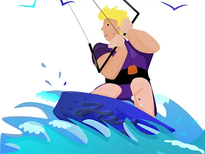 Kitesurfing adobe illustrator flat illustration vector