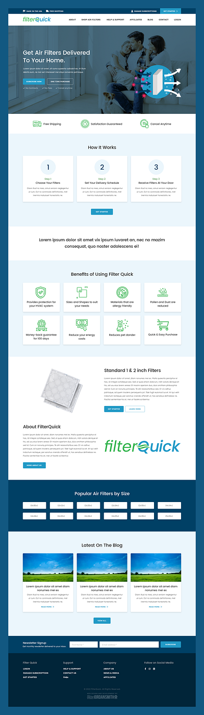 FilterQuick // Web Design air filter air filter web design ecommerce ecommerce web design hvac product product web design retail