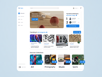 Ocean Open Exploration art collectible crypto design items marketplace nft ui ux website