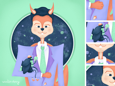 Businessman and his pet acornia acornia planet acorns art bubble tea bug business businessman digital digital art hipster illustration planets purple space space illustration squirrel squirrel illustration stylish very peri