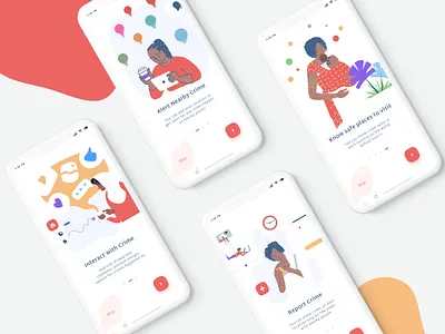 African Crime Reporting Onboarding - Mobile App african style black people crime reporting graphic design illustration mobile app onboarding red ui