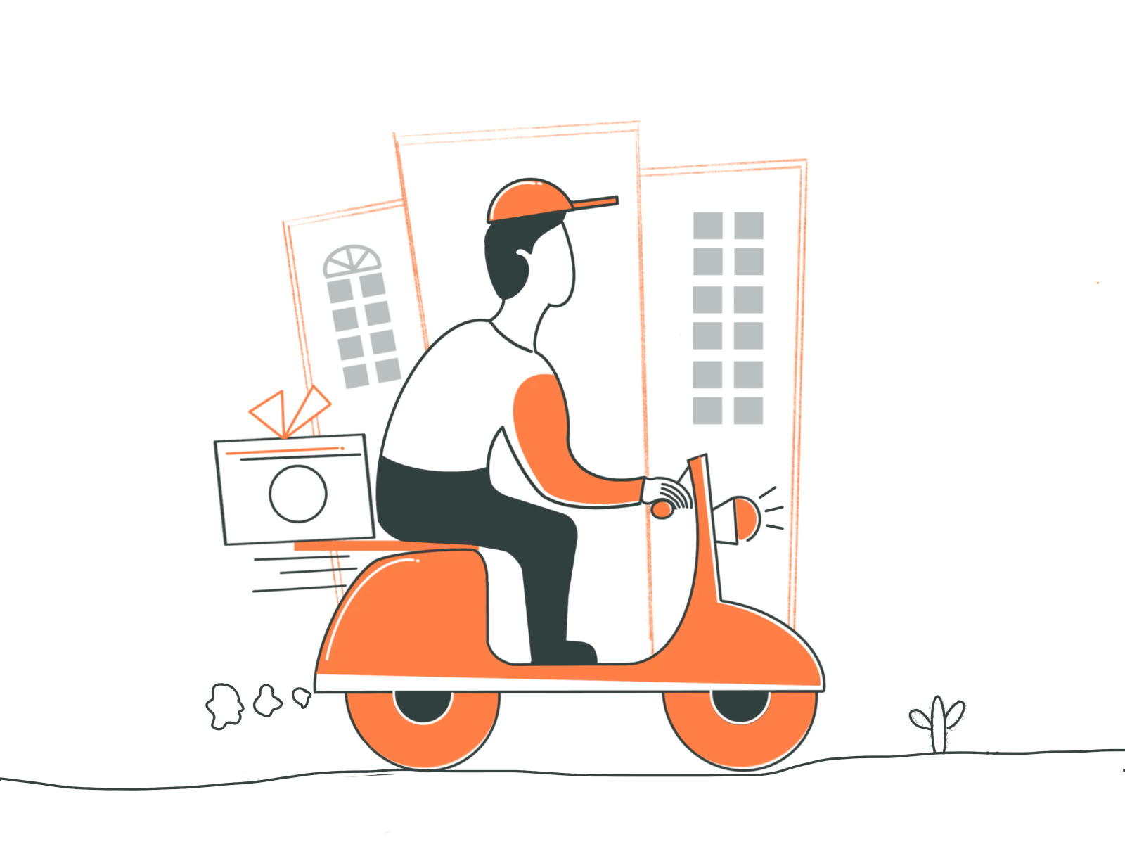 Food Delivery man 2022 trend animation boy characterdesign delivery deliveryboy doodles flat food illustration lineart onboarding ui vector