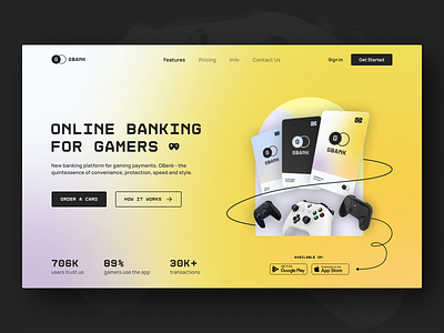 GBANK — Online Banking for Gamers banking branding design graphic design landing online banking trend ui uiux ux web