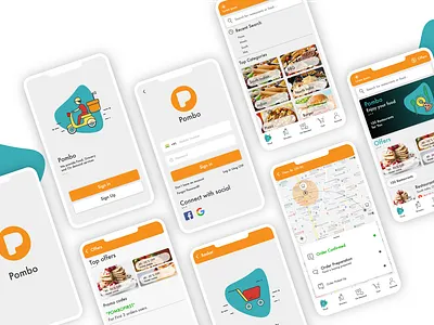 Pombo Food Delivery app app design branding delivery app ui food app food delivery app ui graphic design ui ux
