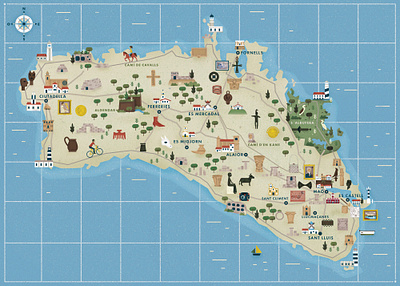 Menorca illustration map menorca