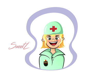 Nurse 2d art ambulance branding cartoon character clinic dentist disease doctor health hospital illustratorukraine injection medic medicine nurse polyclinic reception sweetl vector