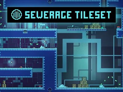 Sewerage Platformer Tileset 2d 32x32 art asset assets cyberpunk game game assets gamedev indie indie game level pixel pixelart pixelated platformer set tile tileset tilesets