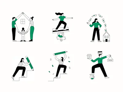 SigFig Product Illustrations - Case Study banking black and white character design financial fintech illustration illustration case study illustration system interaction line illustration marketing minimalistic product design product illustration storytelling stroke success vector white label