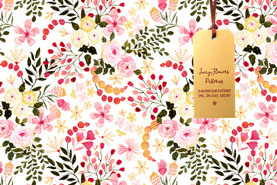 Watercolor hand painted floral pattern design fabrics flowers seamless pattern watercolor