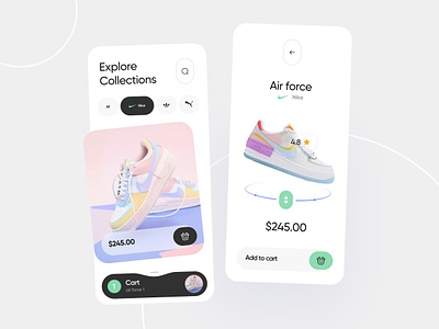 Shoes App - Mobile App adidas app app design design fashion ios kicks minimal mobile mobile app mobile application nike nike air nike shoes puma shoes app sneakers ui uiux design ux