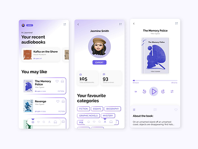 Audiobook App animation app app design application clean concept creative dailyui design figma graphic design interaction interface minimal mobile mobile app motion thestoryis ui ui design