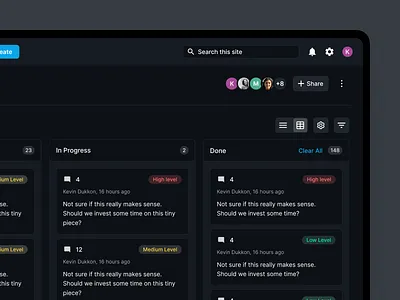 ✅ Task Board Dark Mode Exploration cards clean ui design desktop fintory interface kanban board pills project management task board tasks to do list ui ux