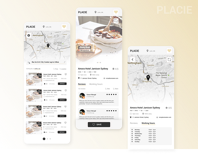 PLACIE app art design illustration minimalism mobile new ui ux