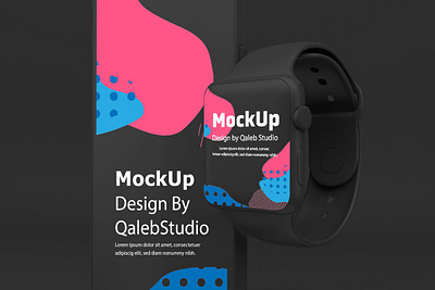 Dark iPhone & Apple Watch Mockup abstract apple apple watch clean dark dark iphone device display iphone mockup phone phone mockup presentation realistic simple smartphone theme ui ux watch