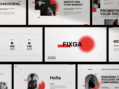 Fixga Multipurpose Presentation Template clean colorful company corporate design google slides keynote modern multipurpose multipurpose template photography pitch deck portfolio powerpoint studio template unique web design web development website