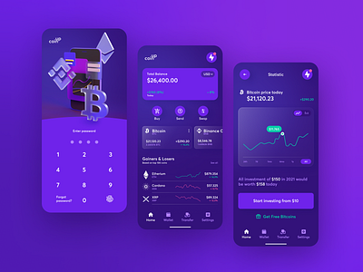 Сryptocurrency app 3d app crypto cryptocurrency design illustration mobile ui wallet