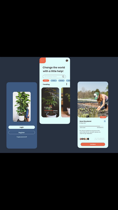 Plant charity App branding design product designer typography uiiux uiux ux