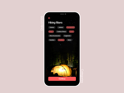 Daily UI 099 - Categories 099 accessories adobe xd bags camping categories category challenge clothes continue daily ui dailyui design filter gear hiking jackets tents ui ux