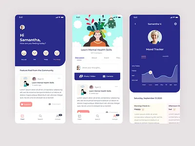 Mental health app health illustration mental health product design uiux